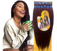 Capelli SUPER JUMBO PREMIUM Braid per Treccine Africane PESO: 522g, LUNGHE: 65cm Pre-Stretched - Hair Braiding Extension, Anellini per Styling COMPRESI, (Dark Red, 65 cm)