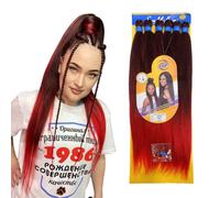 Capelli SUPER JUMBO PREMIUM Braid per Treccine Africane PESO: 522g, LUNGHE: 65cm Pre-Stretched - Hair Braiding Extension, Anellini per Styling COMPRESI, (Nero/Rosso Degradee, 65 cm)