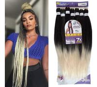 Capelli SUPER JUMBO PREMIUM Braid per Treccine Africane PESO: 609g, LUNGHE: 75cm Pre-Stretched - Hair Braiding Extension, Anellini per Styling COMPRESI, (Nero/Biondo Platino, 75 cm)