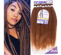 Capelli SUPER JUMBO PREMIUM Braid per Treccine Africane PESO: 609g, LUNGHE: 75cm Pre-Stretched - Hair Braiding Extension, Anellini per Styling COMPRESI, (Biondo Scuro, 75 cm)