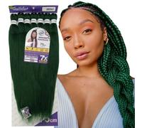 Capelli SUPER JUMBO PREMIUM Braid per Treccine Africane PESO: 609g, LUNGHE: 75cm Pre-Stretched - Hair Braiding Extension, Anellini per Styling COMPRESI, (Verde Smeraldo, 75 cm)