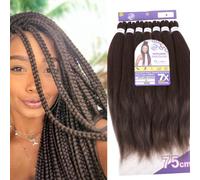 Capelli SUPER JUMBO PREMIUM Braid per Treccine Africane PESO: 609g, LUNGHE: 75cm Pre-Stretched - Hair Braiding Extension, Anellini per Styling COMPRESI, (Moka, 75 cm)