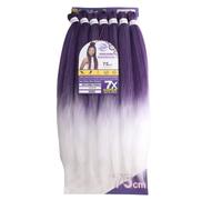 Capelli SUPER JUMBO PREMIUM Braid per Treccine Africane PESO: 609g, LUNGHE: 75cm Pre-Stretched - Hair Braiding Extension, Anellini per Styling COMPRESI, (Viola/Bianco, 75 cm)