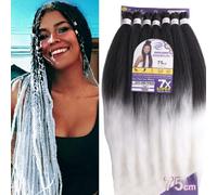 Capelli SUPER JUMBO PREMIUM Braid per Treccine Africane PESO: 609g, LUNGHE: 75cm Pre-Stretched - Hair Braiding Extension, Anellini per Styling COMPRESI, (Bianco, 75 cm)