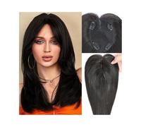 Capelli Toppers per Le Donne Toppers for capelli umani con base in pizzo svizzero da 3,5 "x5,5" Attaccatura naturale 10 pollici Clip for lisci Remy in for europei Aggiungi volume ai(Natural Black)