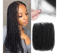Capelli umani afro Kinkys da 45,7 cm, per extension di dreadlock, 50 g/confezione, capelli umani Marley Twist, mini Twist con molla, per riparazione Locs (1B#, 45,7 cm (confezione da 1)
