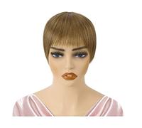 Capelli umani corti, 11,4 x 12,7 cm, taglio alla base con frangia, per donne con capelli diradamento (8)