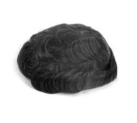 Capelli umani da uomo Toupee 0.12-0.014Mm pelle con nodi parrucche Nero Marrone grigio9 capelli Protesi onda toupee 6x9# libero # 130# 1B20