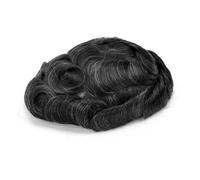 Capelli umani da uomo Toupee 0.12-0.014Mm Pelle con nodi Parrucche Nero Marrone grigio9 capelli Protesi onda toupee 6x9# libero # 120# 1B10