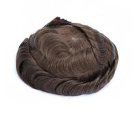 Capelli umani da uomo Toupee 0.12-0.014Mm pelle con nodi parrucche Nero Marrone grigio9 capelli protesi onda toupee 7x9# libero # 120# 4