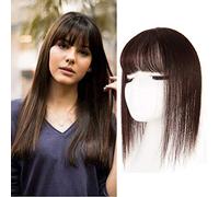 Capelli umani fronte pezzo con frangia wispy 3D per diradamento superiore clip in topper dritto 7x10cm Lase Base Nero