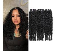 Capelli umani ricci birmani Bundl 3 pacchi 3C4A Onda d'acqua Parrucche a trama rapida bagnate e ondulate for le donne Nero naturale for le donne Hair Extensions(20inch)