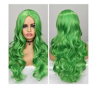 Capelli verdi ondulati resistenti al calore for le donne Parte centrale Natural Glueless Female Daily