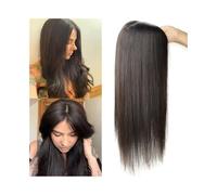 Capelli veri lunghi 10-24 pollici, 12 x 13 cm, capelli a base di seta, parte centrale liscia, capelli non trattati, topper per donne con capelli diradanti. Aggiunge volume di capelli (marrone medio