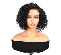 Capelli veri, ondulati, 4 x 4, chiusura in pizzo, senza colla, per vestirsi, parrucche ricci, per principianti, 30,5 cm, colore nero naturale aggiunge volume ai capelli