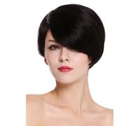 Capelli Veri Parrucca da Donna Corto Riga Liscio Voluminoso Nero RGH-5334-HH