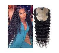 Capelli veri ricci per donne, capelli brasiliani Remy, 20,3 - 55,9 cm, capelli ricci profondi, clip in pizzo svizzero per capelli più spessi, aggiunge volume ai capelli (22 pollici)