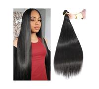 Capelli Veri Tessitura Pacchetti di capelli umani for donne capelli lisci 3 pacchetti nero naturale 10-30 pollici estensioni di capelli vergini brasiliani non trattati Extension Capelli Umani(16 16 16