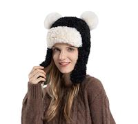 Capello Invernale da Donna - Cappello Invernale da Sci Antivento con Occhiali Copri Orecchie di Gatto Lavorato A Maglia (Black One Size)