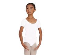 Capezio Body da bambina a maniche corte con scollo rotondo, bianco-bianco, XL (Kinder)