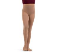 Capezio Girls Hold & Stretch® Footed Tight - Comfortable Semi-Opaque Fabric, 1" Elasticized Waistband, Perfect for Dance, Durable Design, Suntan, Medium/Small
