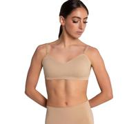 Capezio Reggiseno a Fascia con Scollo a Cuore Trasparente Senza Cuciture Sportivo, Beige, XS Donna