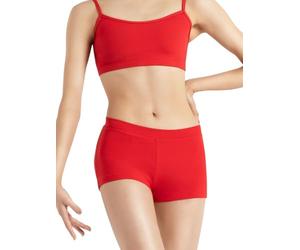 Capezio Team Basic Pantaloncini da Donna a Taglio Corto da Ragazzo, Vita Bassa, Rosso, L