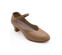 Capezio Women's Jr. Footlight Character Shoe - Soft PU Upper, Moisture Absorbent Lining for Comfort, Durable Design, Ideal for Dance, 1.5" Heel, Caramel, Size 4 M US