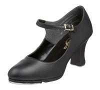 Capezio Women's Manhattan Xtreme Tap Shoe - Leather-Wrapped Contoured Heel, Pre-Attached TeleTone Taps, Comfortable Fit for Dancers, Ideal for Performance, 6M US, 36.5 EU, Black