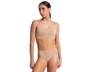 Capezio Women's Plus Size Seamless Clear Back Bra, Nude