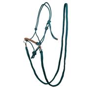 Capezza in corda annodata con strass sulla nasalina completa di redini Hkm Sport