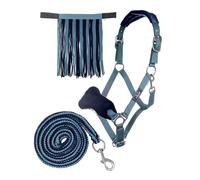 Capezza per cavalli con frange antimosche completa di longhina antipanico Hkm Sp