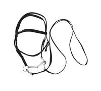 Capezza regolabile in corda per briglia senza bit, cavezza da addestramento e da pista in nylon nero per cavalli, testiera in corda equestre di grandi dimensioni(47.00X21.00X19.00CM)