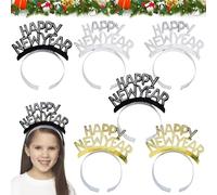 Capgoost 12 cerchietti per capelli di Capodanno, 2024, Happy New Year, decorazione di Capodanno, accessori per capelli, accessori per capelli per feste, 6 Pezzi