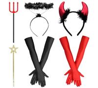 Capgoost Costume Halloween Donna Diavolo, Corna Diavolo, Aureola Angelo Nero, Cerchietto Halloween Donna, Accessori Halloween con Diavolo Forca, Cerchietto Diavolo per Halloween Feste in Maschera