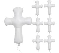 Capgoost Palloncini a forma di croce, set da 6 palloncini per comunione, decorazione per battesimi, a croce, in pellicola, per comunione, cresima, decorazione per ragazze e ragazzi (bianco)