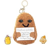 Capgoost Pocket Hug Positive Potato, portachiavi Tiny Potato, regalo con scheda energetica positiva, patate, mini statuette, divertente lana lavorata a maglia, patate, regalo per la migliore amica