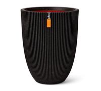 Capi Europe - Barattolo elegante basso Groove NL - 34x46 - Nero - Apertura Ø27 - Vaso da fiori per uso interno ed esterno infrangibile - 100% riciclabile - KGVBL782