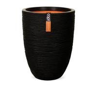 Capi Europe - Vaso elegante basso Rib NL - 34x46 - Nero - Apertura Ø34 - Vaso da interno e da esterno - KBLR782
