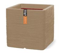 Capi Europe - Vaso quadrato Rib NL - 30x30 - Beige - Apertura Ø30 - Vaso da interno e da esterno - KBER902