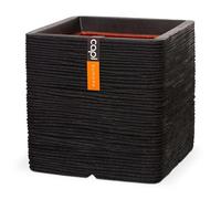 Capi Europe - Vaso quadrato Rib NL - 50x50 - Nero - Apertura Ø50 - Vaso da interno e da esterno - KBLR904