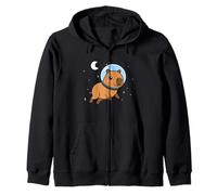 Capibara Amante Animali Astronauta Spazio Luna Ragazzi Ragazze Bambini Felpa con Cappuccio