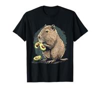 Capibara Avocado Opera D'arte Avocado Fruit Motif Capybara Amante Maglietta