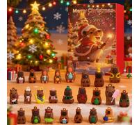 Capibara Avvento Calendari 2025, 24 Days 3D Countdown Calendar with 24 Cute Cartoon Capy-bara Toys Dolls, for Kids Fans Friends Christmas Surprise Gift (A)