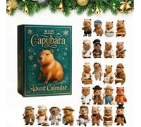 Capibara Avvento Calendari 2025, conto a rovescio di Natale con 24 figurine Capybara in miniatura, figurine Capybara 2D/3D, calendario di Natale per gli amanti degli animali (Confezione A-2D)