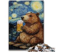 Capibara Bevendo nel cielo notturno Puzzle per adolescenti da 1000 pezzi, difficile da completare ma divertente e umoristico regalo di compleanno, regali, arte murale (38x26cm)
