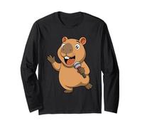 Capibara cantante Cartone Animato Carino Acqua Maiale Musica Design Maglia a Manica