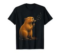 Capibara Che soffia tarassaco Amante della Natura Vintage Art Zoo Maglietta