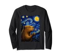 Capibara Che soffia tarassaco Notte Stellata Art Zoo Maglia a Manica