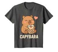 Capibara con Bubble Tea Kawaii Capybara Amante degli Animali Maglietta, Bambini, Asfalto, 3 Anni